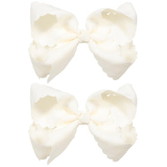 Miroksh front view off-white bows showing neat shape and versatile styling