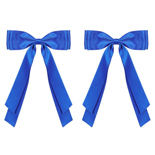 Miroksh royal blue bow front view showing elegant satin finish and instant styling benefit