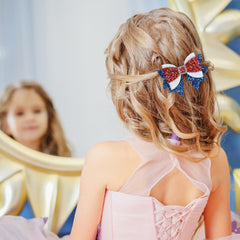 Miroksh worn in a half-up hairstyle adding patriotic flair for celebrations