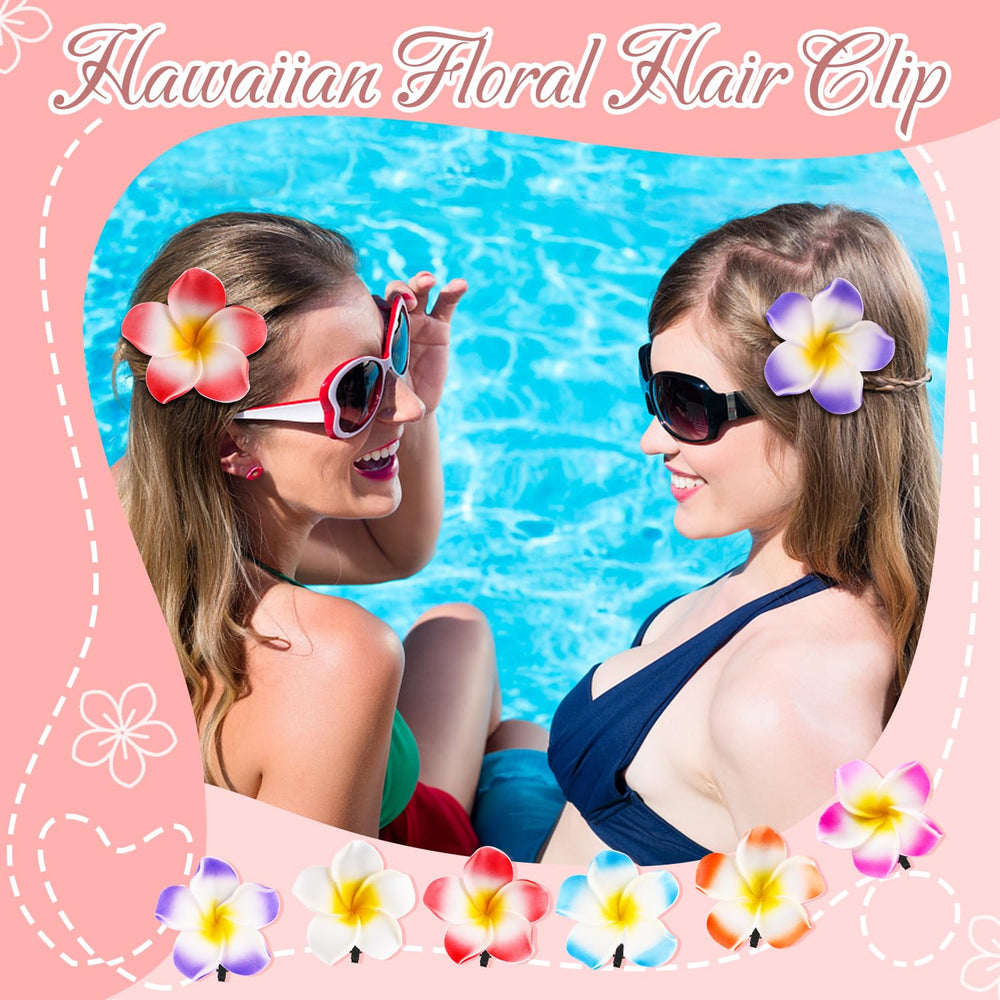 Mirrline flower clip worn in beach hairstyle adding tropical accent