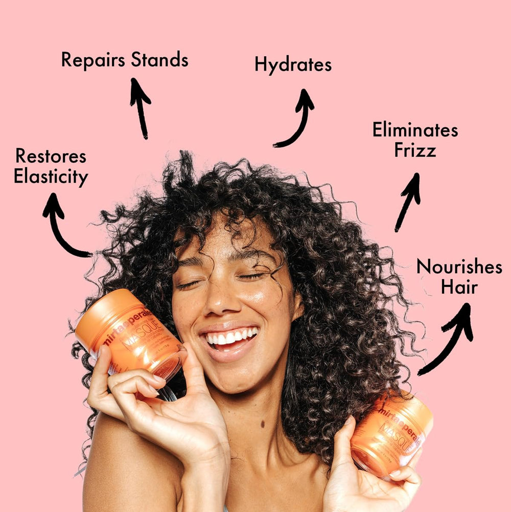 Mirta De Perales label close-up highlighting amino acids and vitamin E benefits