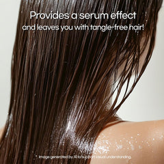 Mise En Scene conditioner texture cream pour demonstrating silky slip and detangling benefit