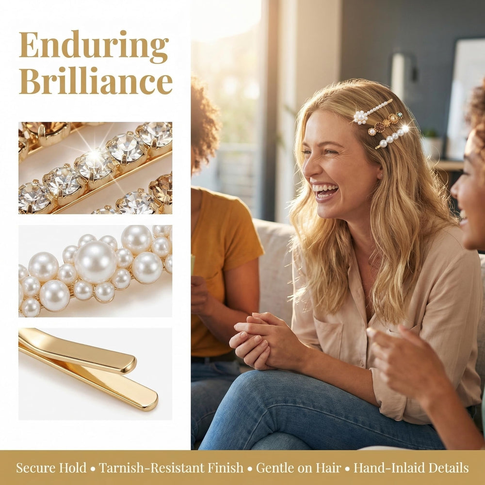Miskate close-up of faux pearl pins highlighting smooth finish and refined elegance benefit