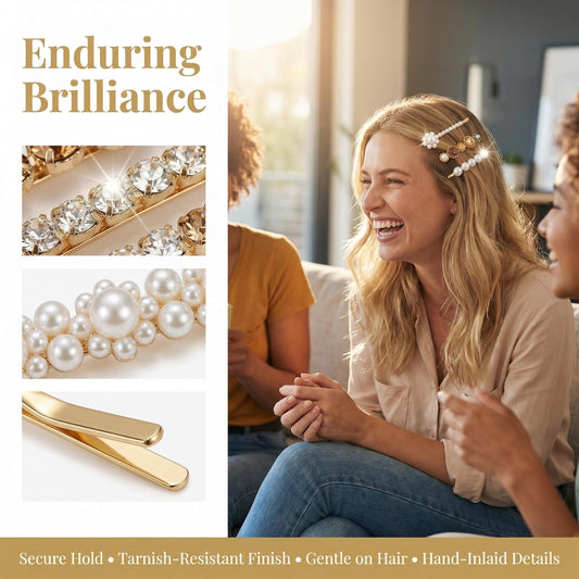 Miskate close-up of faux pearl pins highlighting smooth finish and refined elegance benefit