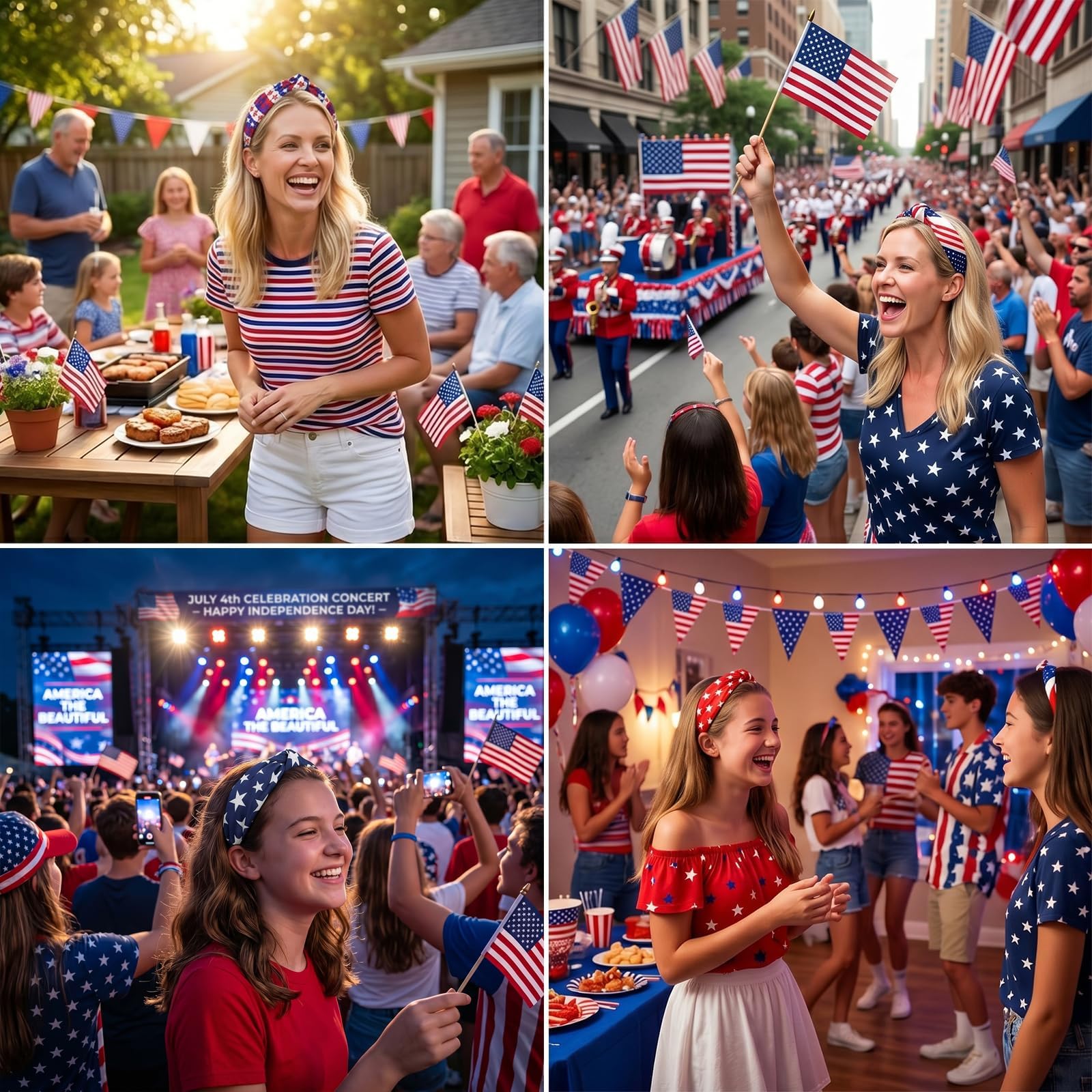 Miskate headband worn by model at outdoor parade showing comfortable non-slip hold benefit