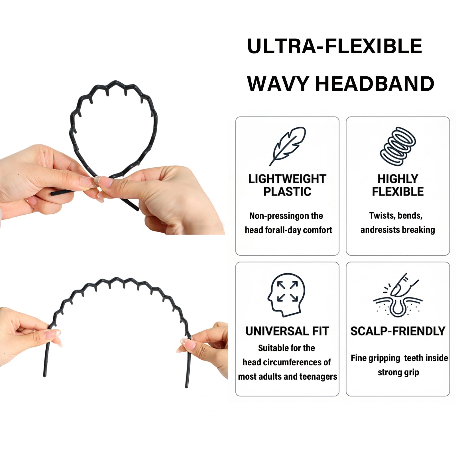 Miskate headband held in hand showing size and lightweight comfort