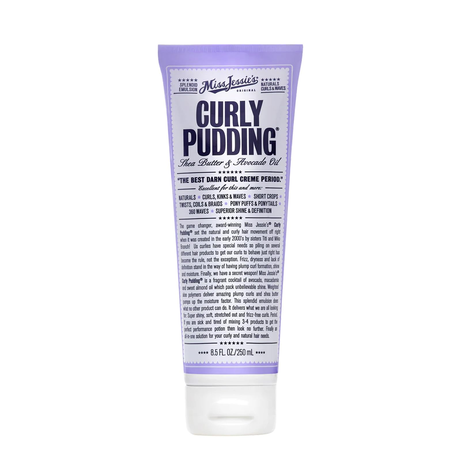 Miss Jessie's tub front packaging showing product identity and firm-hold benefit