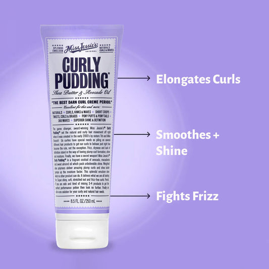 Miss Jessie's Curly Pudding open tub showing creamy texture and smoothness benefit