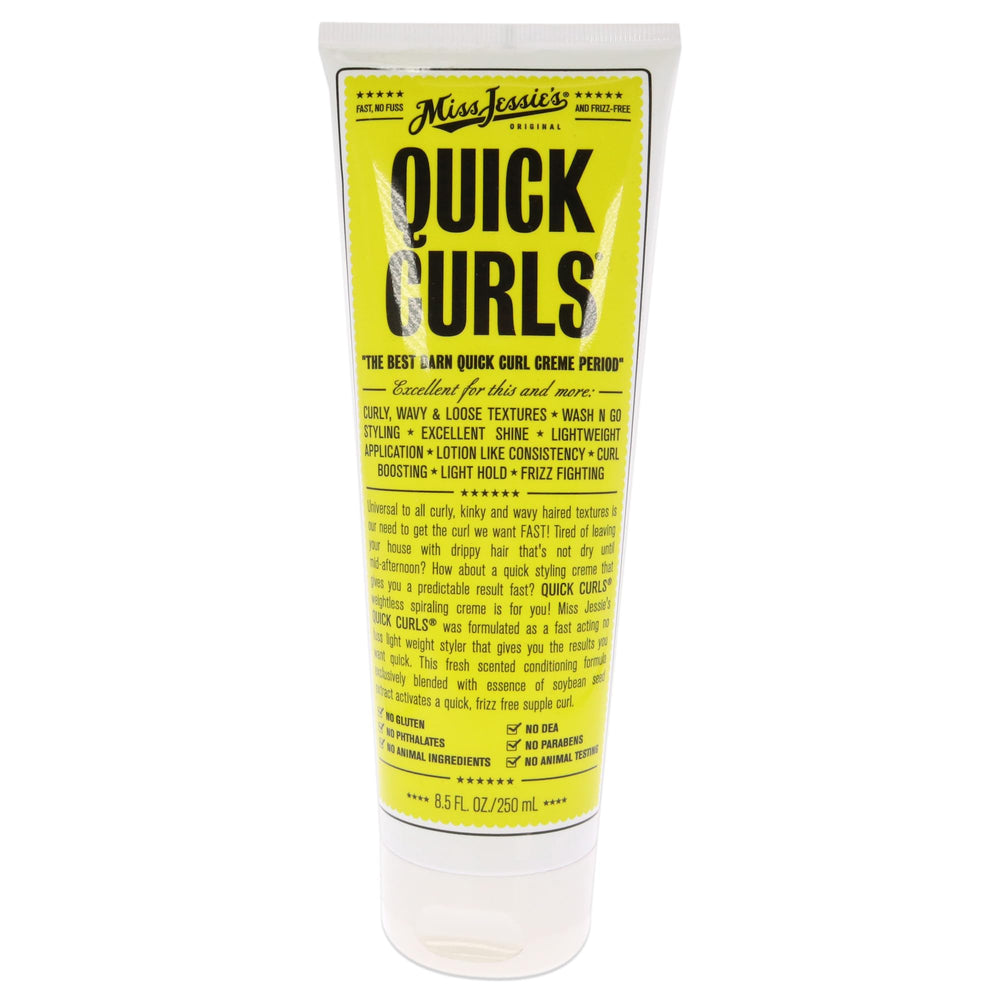 Miss Jessie's front bottle shot showing label and 8.5 oz size, highlights styling benefits