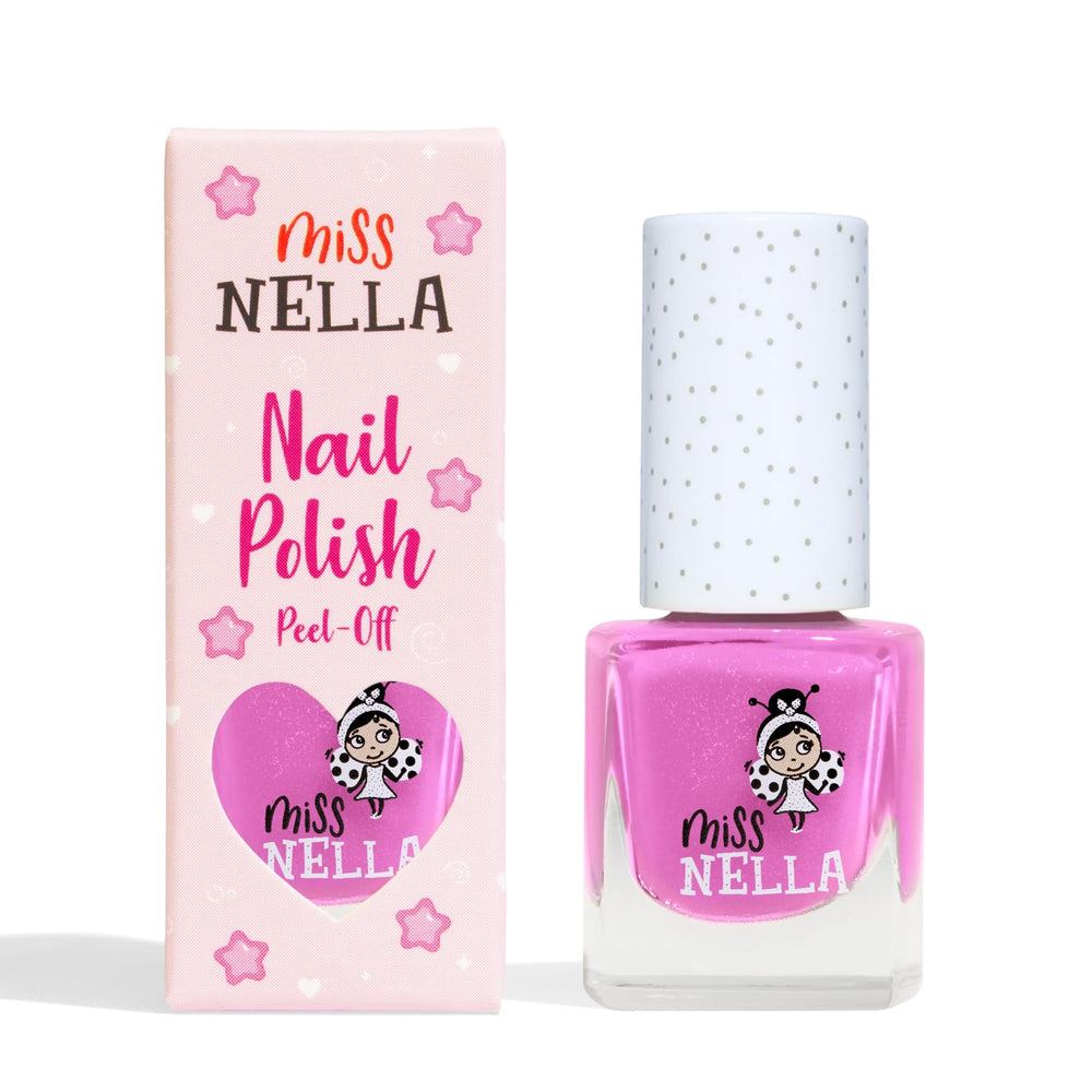 MISS NELLA bottle front view showing vibrant blueberry purple shade and safe formula