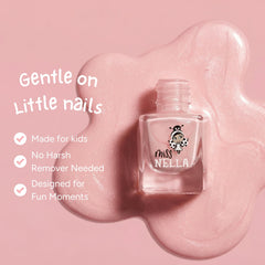 MISS NELLA close-up of polish texture highlighting water-based, no-odor formula benefit