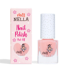 MISS NELLA bottle front view showing light pink Cheeky Bunny shade and safe formula benefit