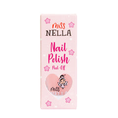 MISS NELLA peeling polish from a fingernail demonstrating easy, acetone-free removal benefit