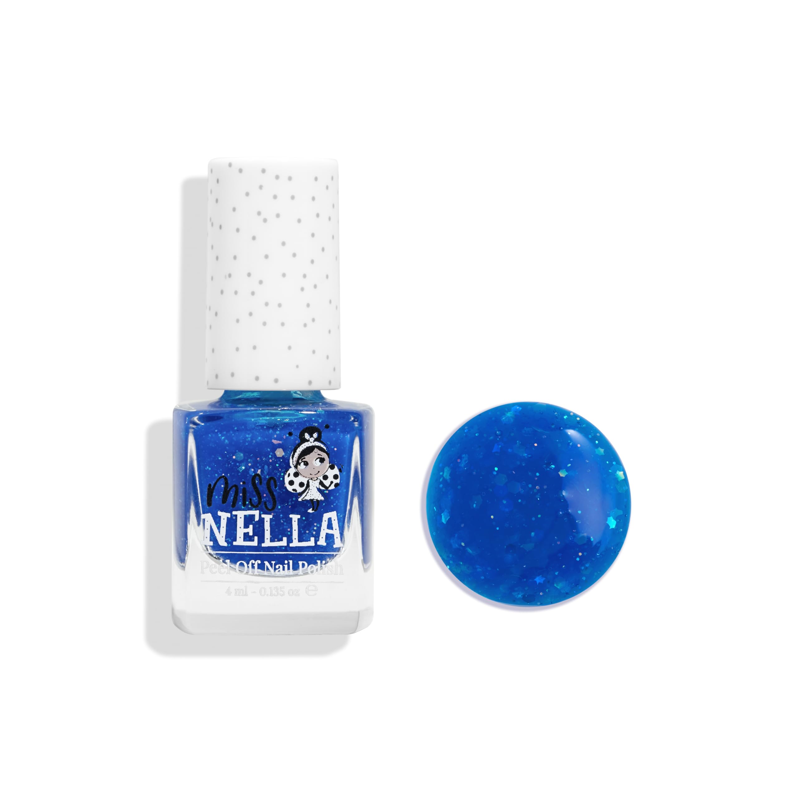 MISS NELLA nail swatch stroke showing rich dark blue coverage benefit