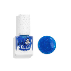 MISS NELLA nail swatch stroke showing rich dark blue coverage benefit