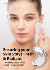 MISSHA powder puff included in compact for precise, mess-free touch-ups