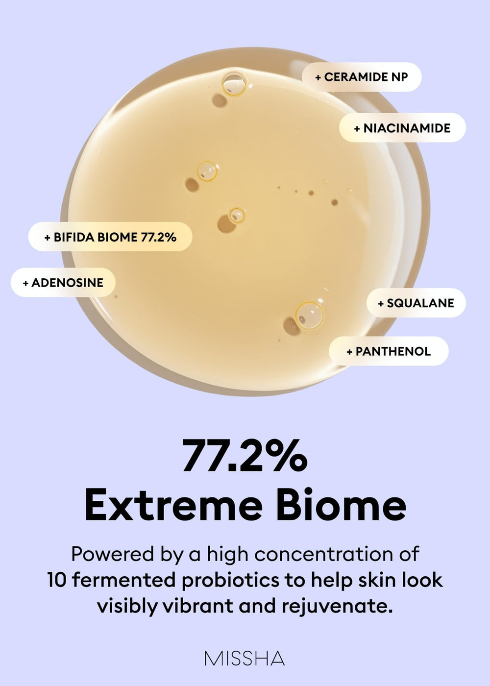 MISSHA ingredients label close-up displaying probiotic complex