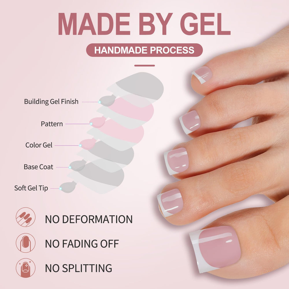 Misssix press-on toenail being applied, fast application for polished results