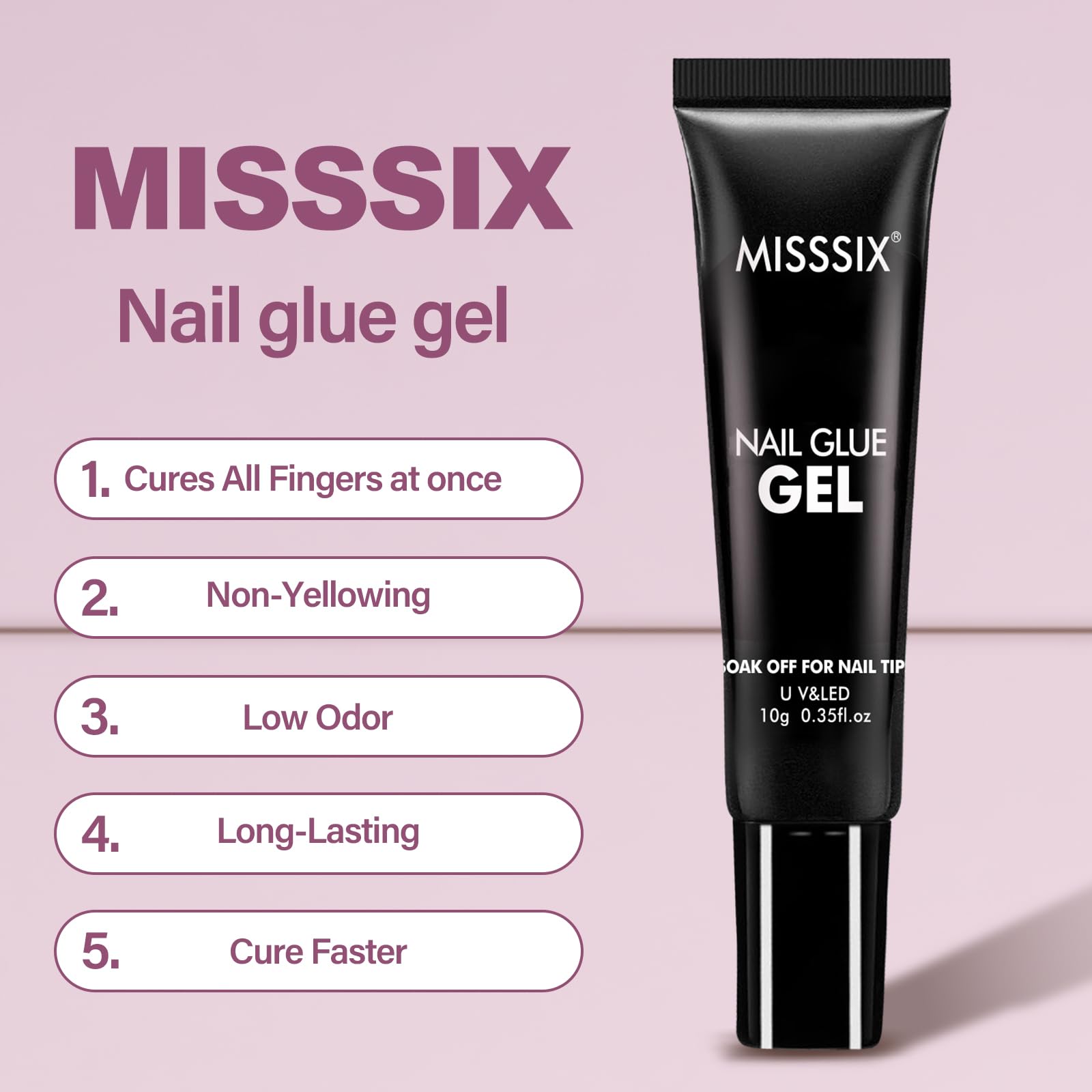 Misssix applied extra short square nails lifestyle image for natural look