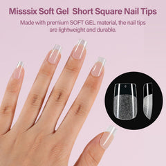 Misssix assembled nails on hand demonstrating natural look