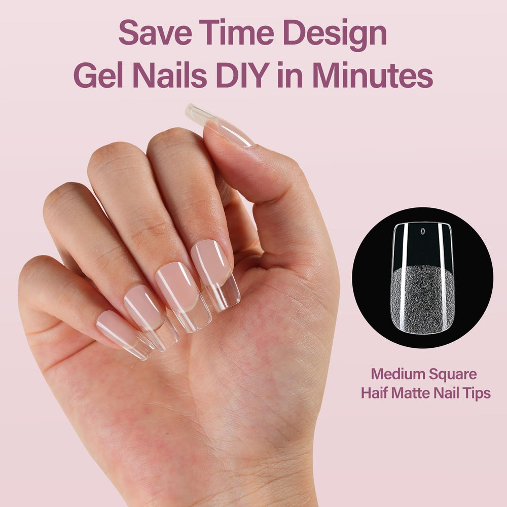 Misssix clear gel tip close-up highlighting pre-etched surface for better adhesion