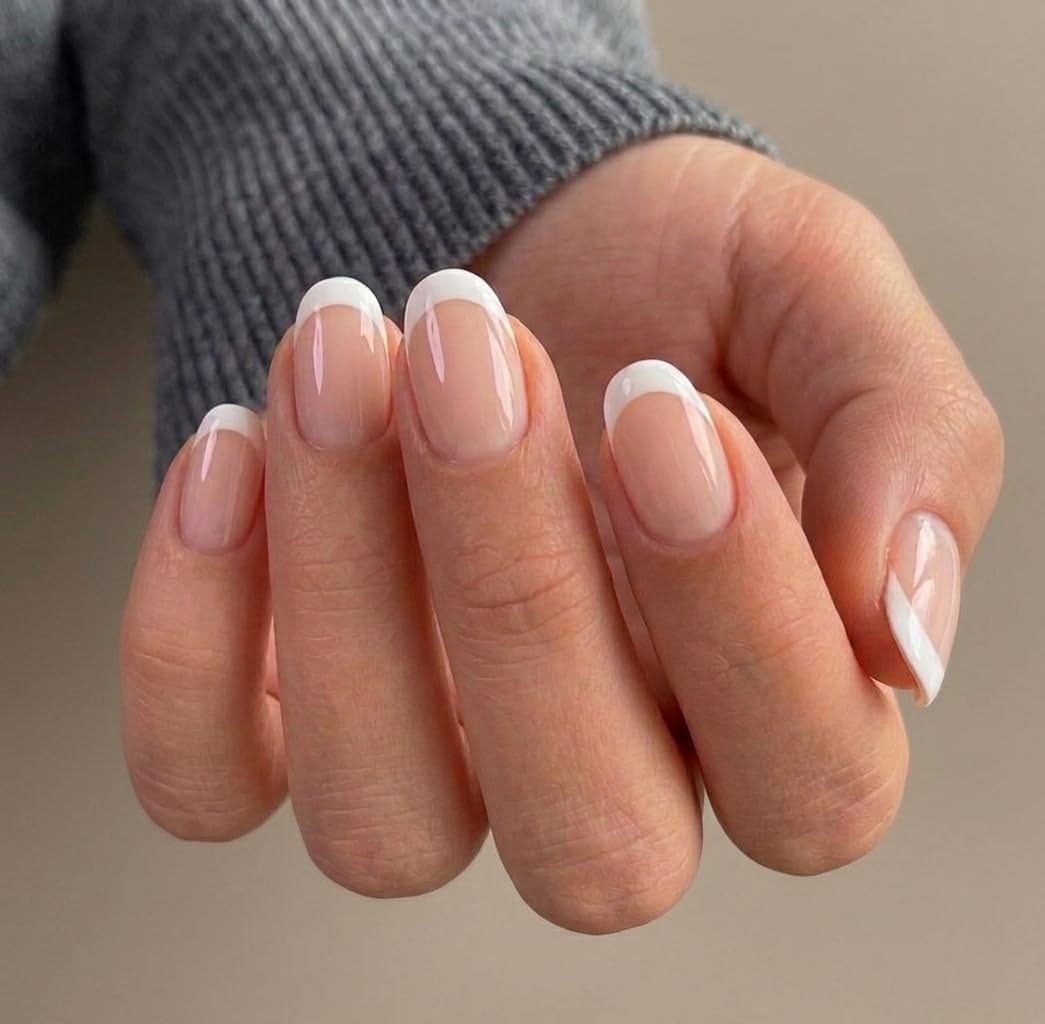 Misssix close-up of French tip edge highlighting smooth soft-gel finish and natural look