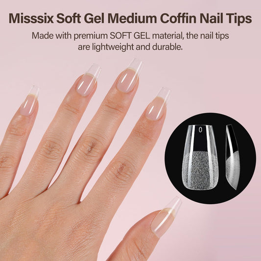 Misssix close-up of pre-etched gel tip texture, improves glue bond