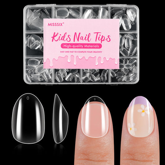 Misssix front package showing 360-piece kid press-on nail set and tidy storage