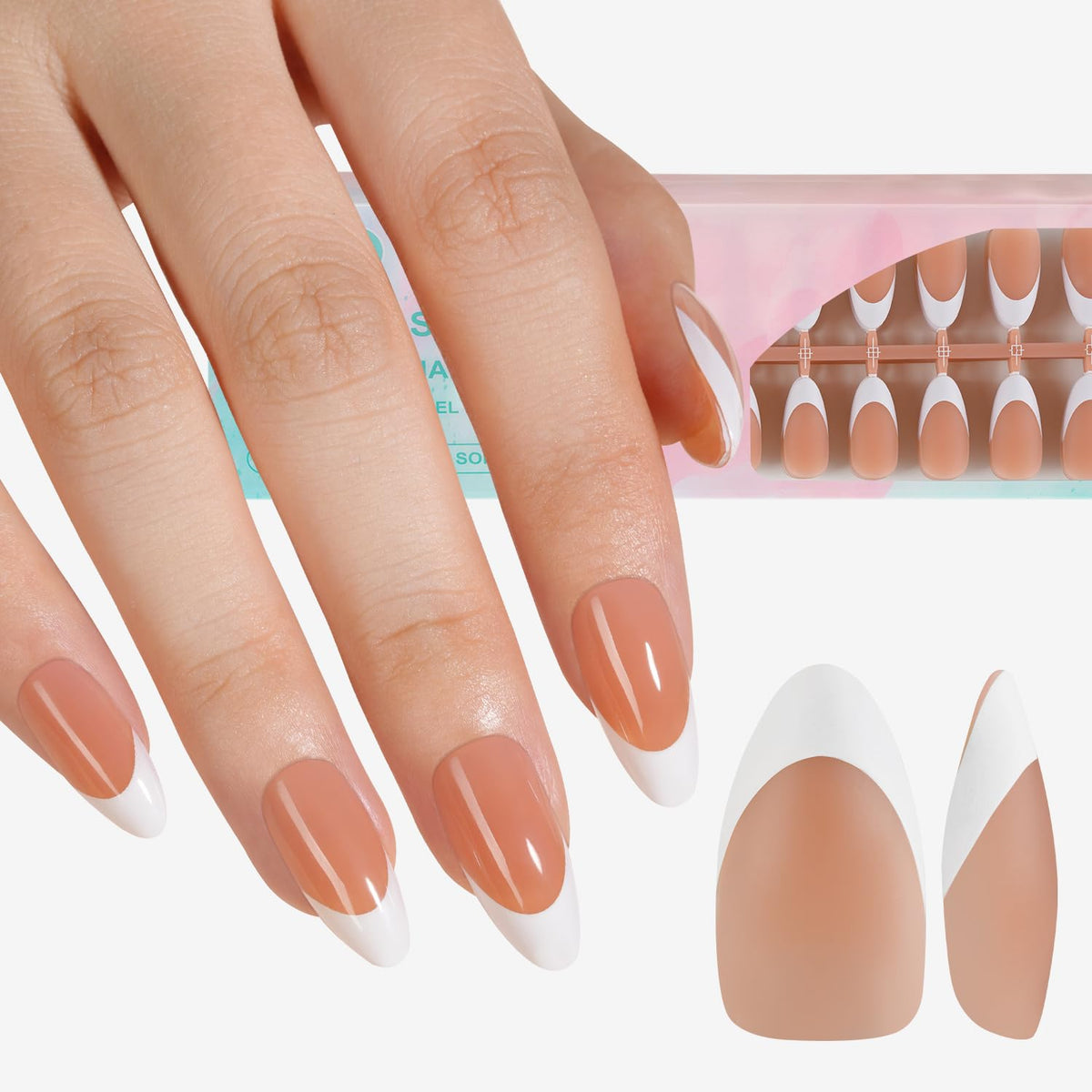 Misssix front packaging showing almond brown tips, clear kit for quick selection and application