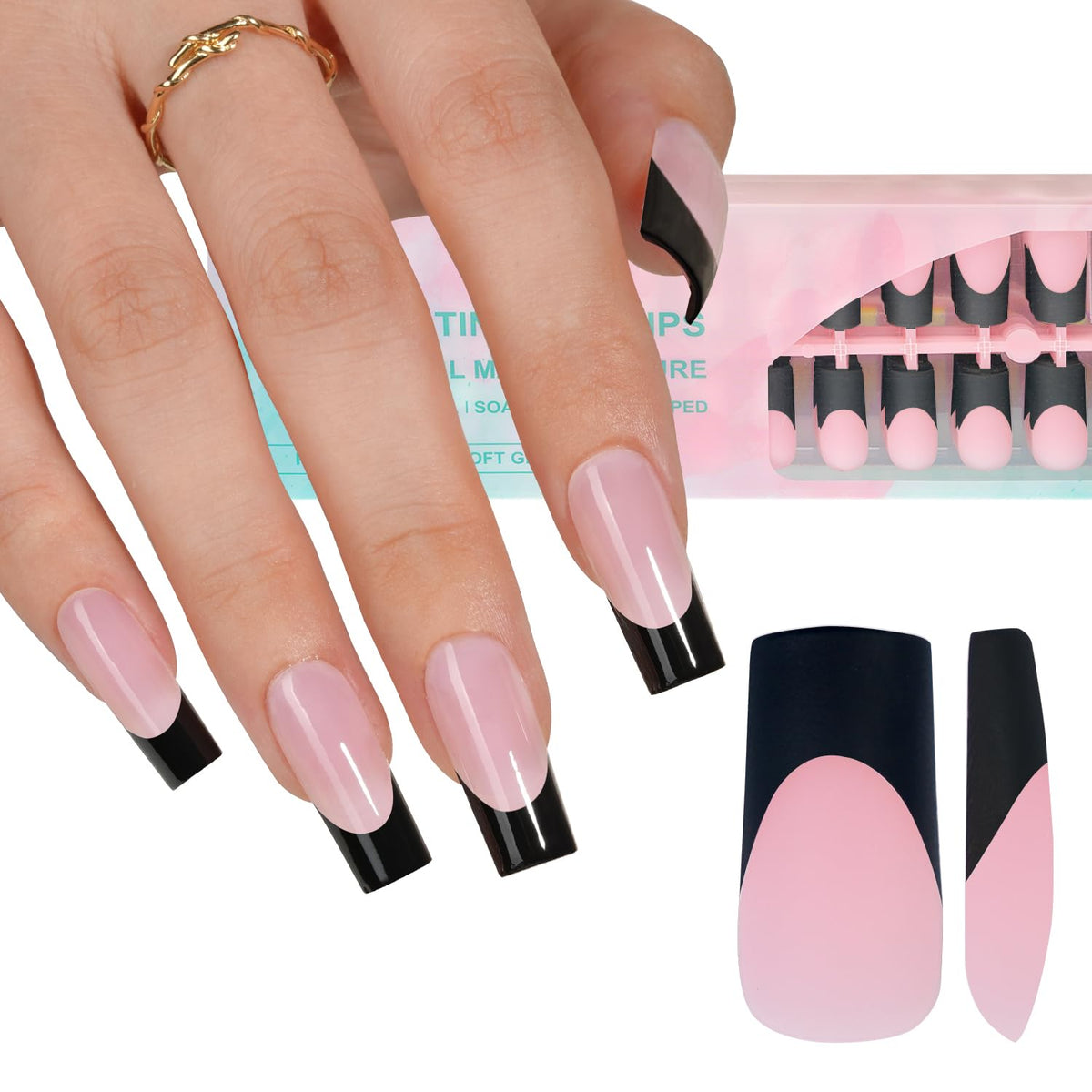 Misssix front packaging showing black French gel tips and quick salon result