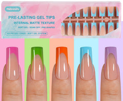 Misssix front packaging showing 150pcs long square tips and quick salon results