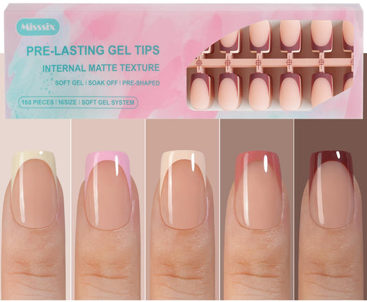 Misssix front packaging showing 160-piece French gel tip set and benefits