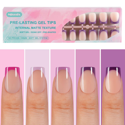 Misssix front packaging showing purple French tips and quantity benefit