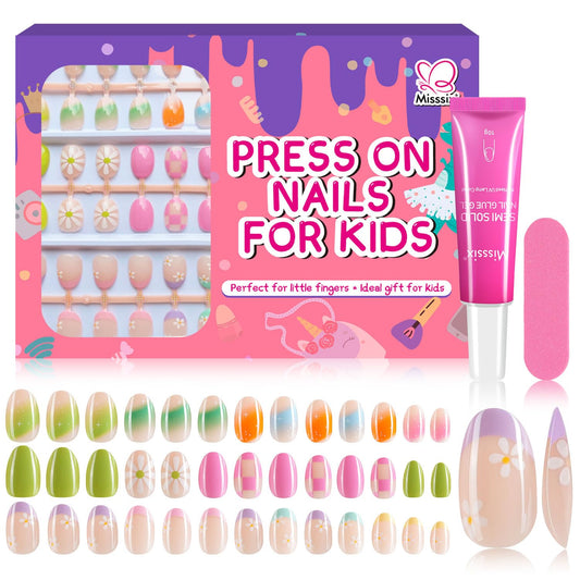Misssix front packaging showing colorful flower designs and included glue for easy play