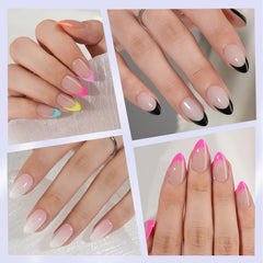 Misssix nails held in hand to show scale and natural-looking almond fit benefit