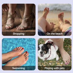 Misssix on feet wearing sandals showcasing ready-to-wear pedicure benefit