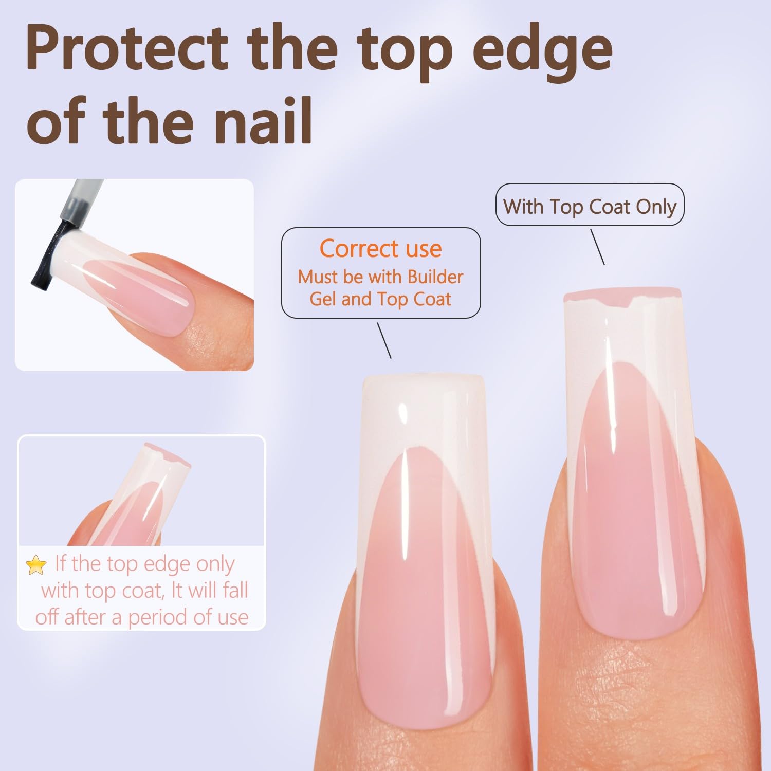 Misssix worn long square pink French tips showcasing polished finish