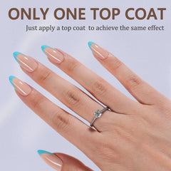 Misssix medium almond French tips applied on hand for natural look