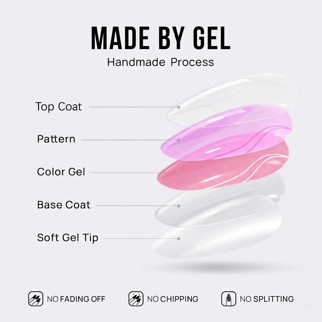 Misssix nails in use on woman's hands demonstrating quick glue-on application benefit