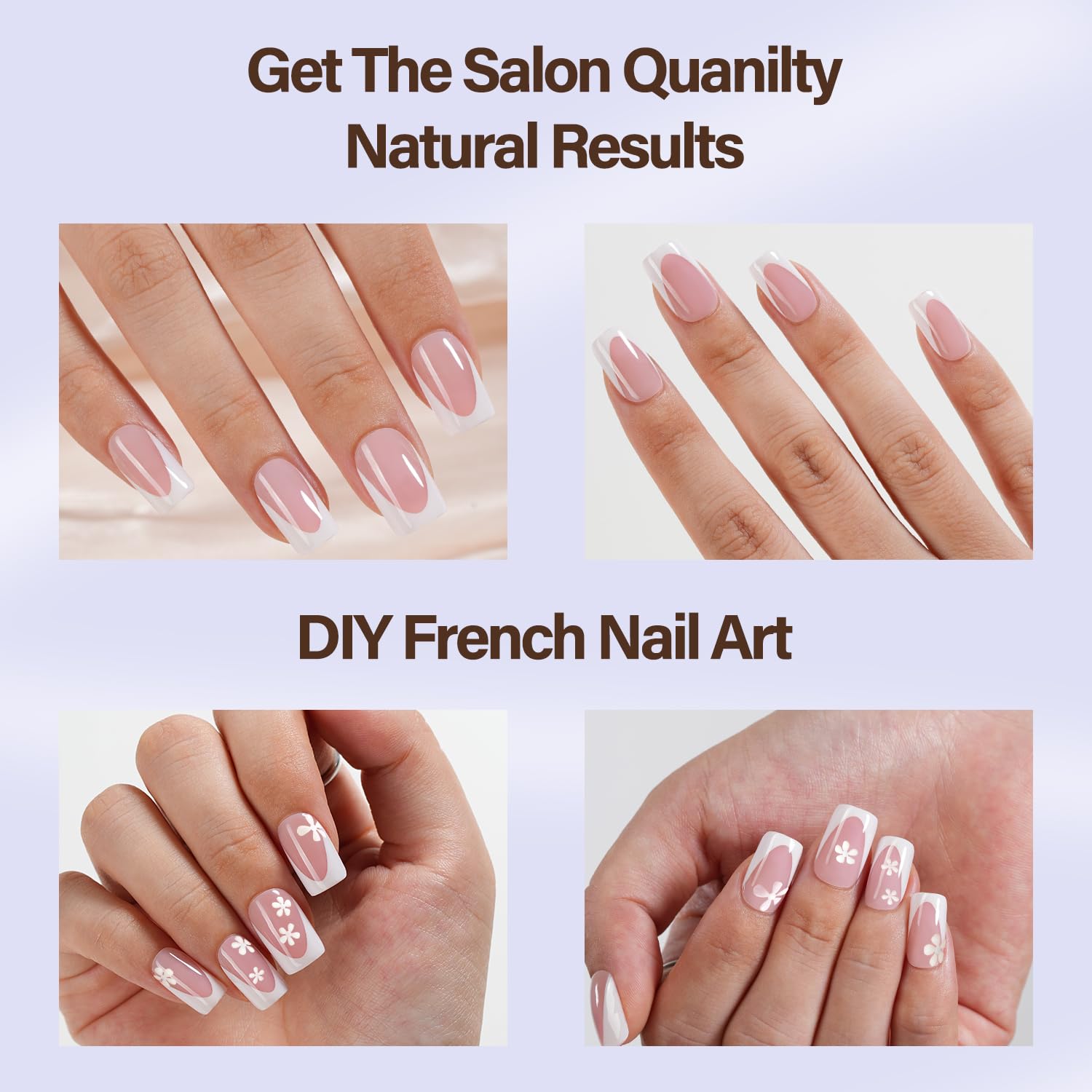 Misssix applied on model’s hands showcasing natural short square look and durability