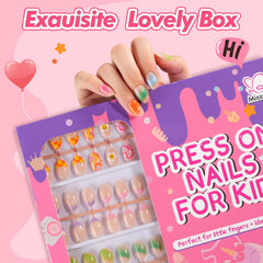 Misssix nails displayed on a child hand for scale showing proper small sizing