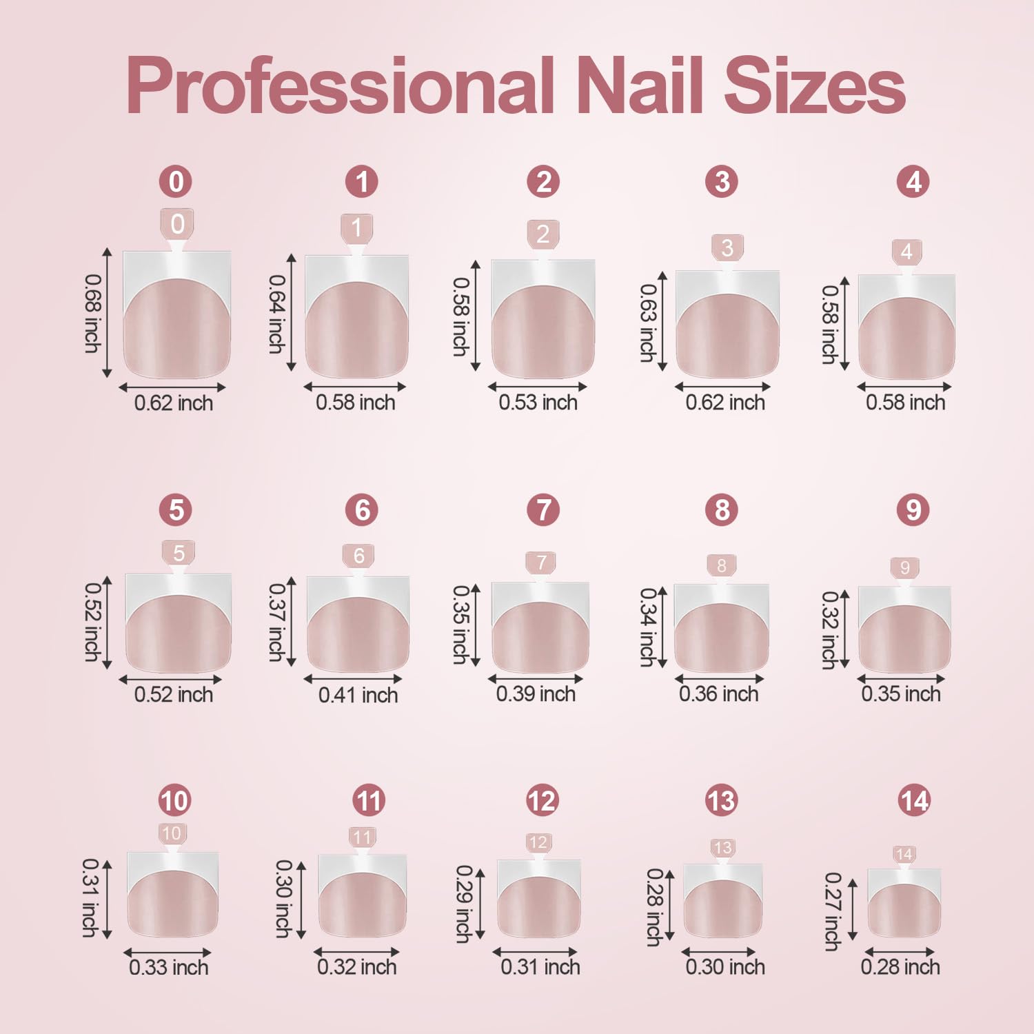 Misssix nails next to ruler showing scale and size selection ease benefit