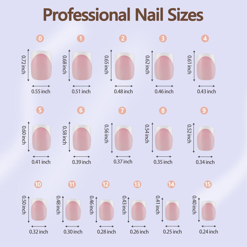 Misssix layout of 16 sizes displayed for precise nail fit selection