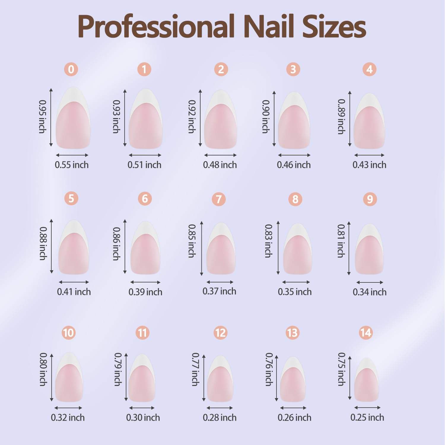 Misssix size array laid out to show 15 sizes for better fit selection