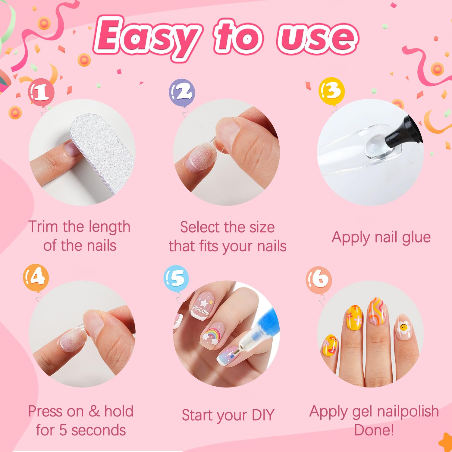 Misssix size chart layout showing 12 sizes for precise nail fitting