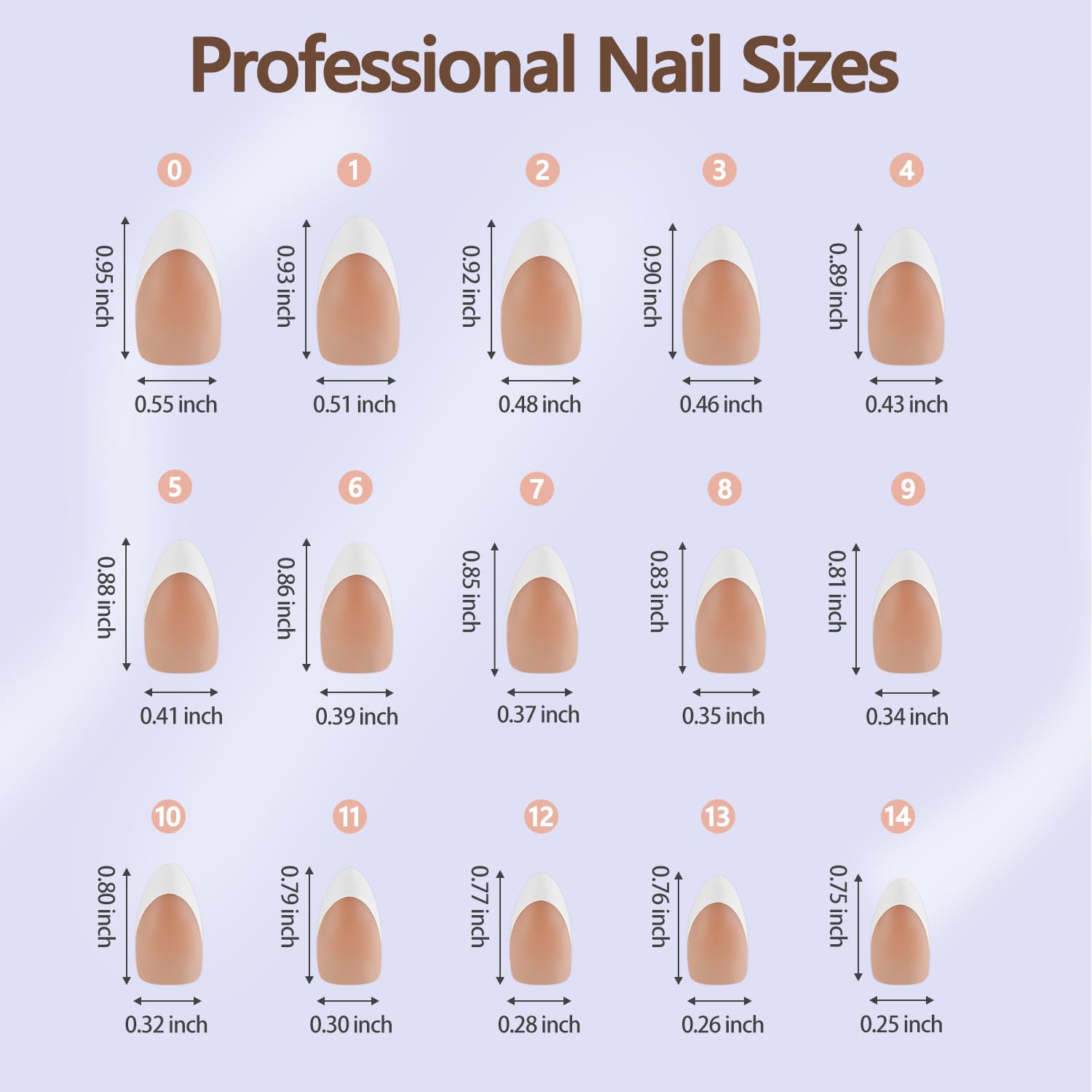 Misssix spread of 15 sizes displayed, easy size-matching for precise, comfortable fit