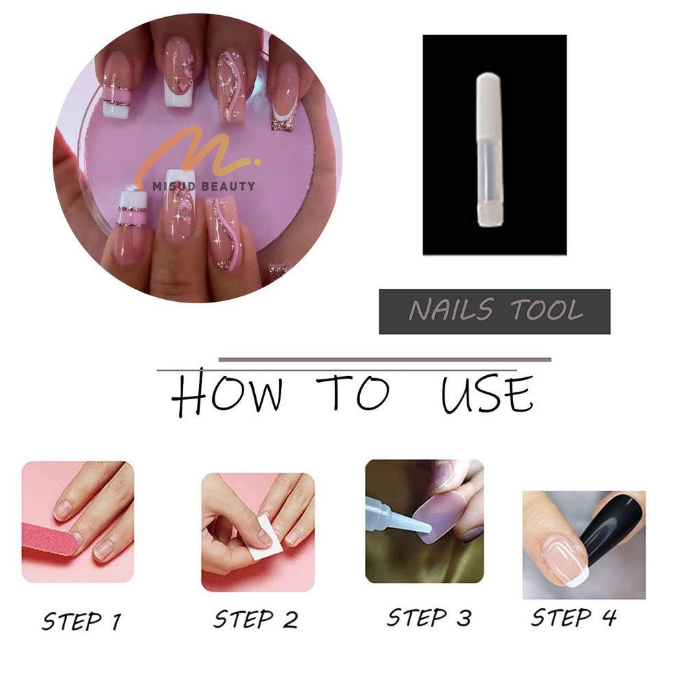 MISUD application step pressing a nail on, quick salon-style result