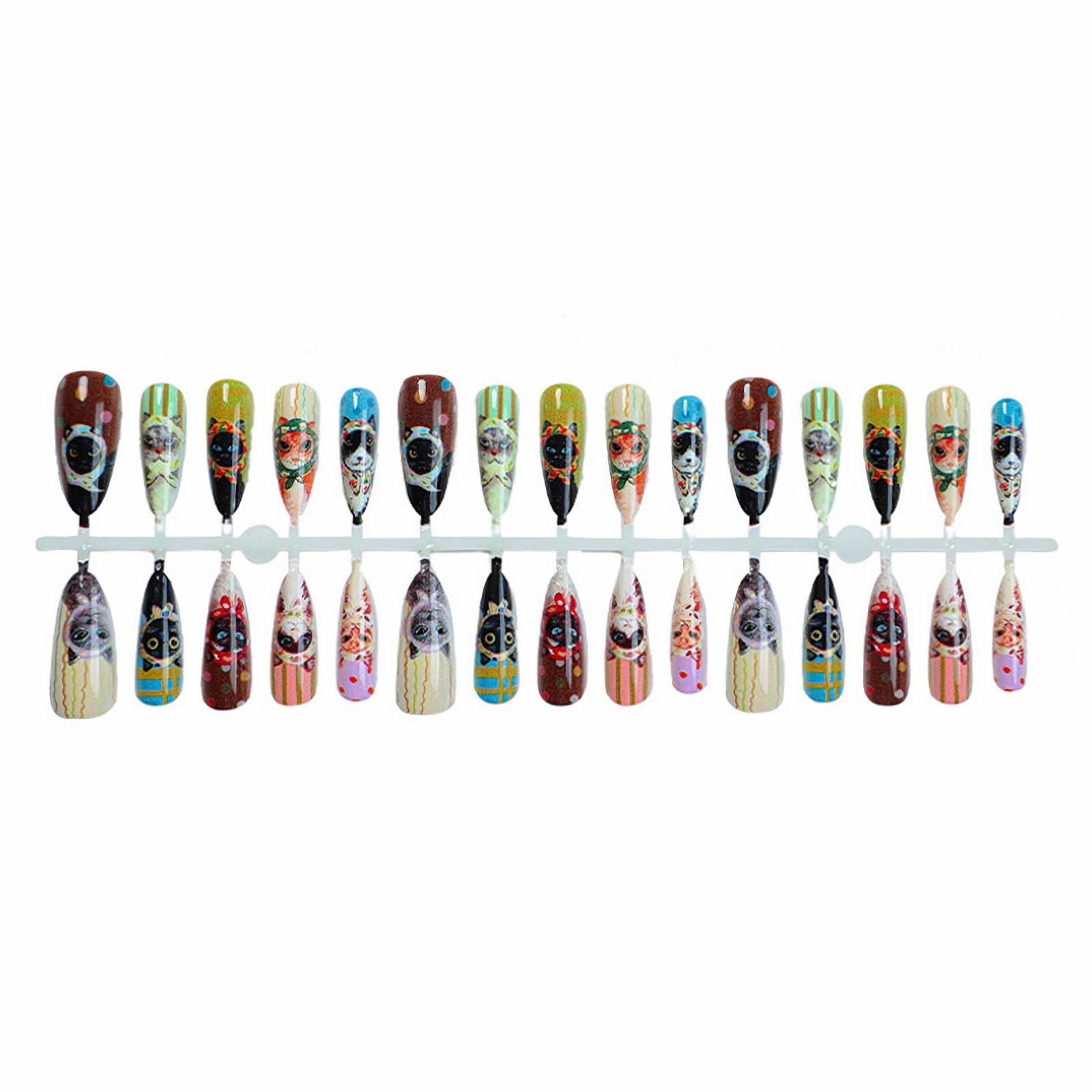 MISUD close-up of cartoon cat design on stiletto nail, highlights playful detail