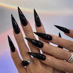 MISUD front packaging showing 24-piece black stiletto set for easy home manicure