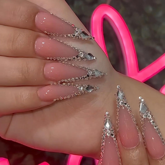 MISUD glitter and rhinestone detail close-up, highlights sparkling luxury finish